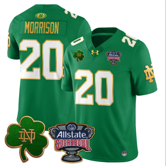 Benjamin Morrison Jersey #20 Notre Dame Allstate Sugar Bowl Football Green by My Store