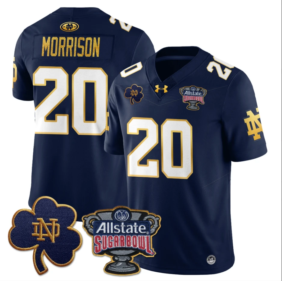 Benjamin Morrison Jersey #20 Notre Dame Allstate Sugar Bowl Football Navy by My Store