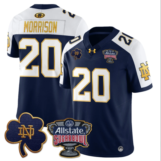 Benjamin Morrison Jersey #20 Notre Dame Allstate Sugar Bowl Football Navy White by My Store