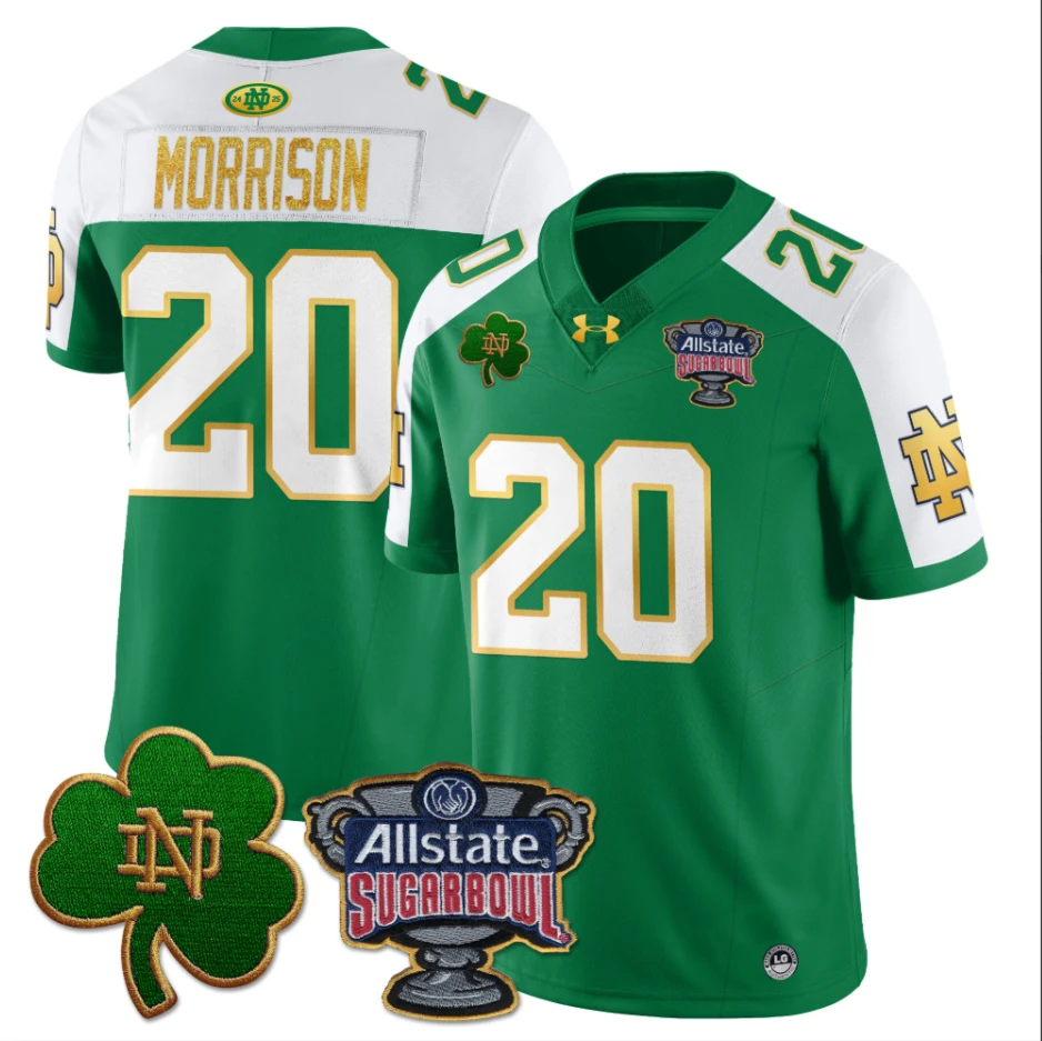 Benjamin Morrison Jersey #20 Notre Dame Allstate Sugar Bowl Geen White Stitched by My Store