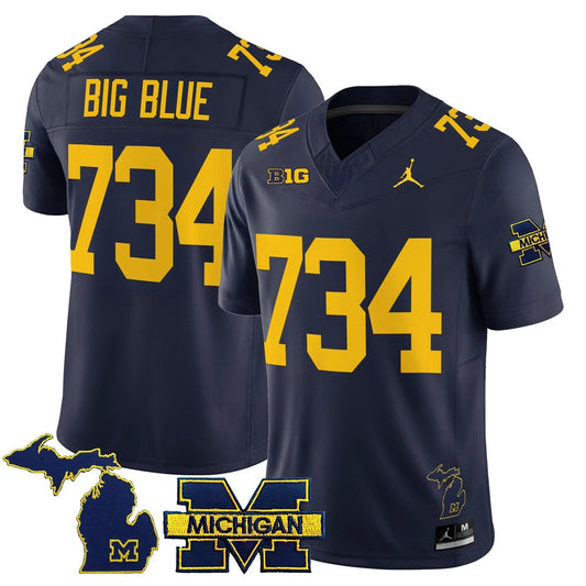 Big Blue Jersey #734 Michigan Wolverines 2025 Vapor Stitched Navy by NCAA Football Jersey