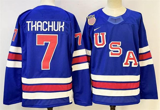 Big Size Men's USA #7 Brady Tkachuk Royal 2025-2026 Stitched Jersey by Hockey David
