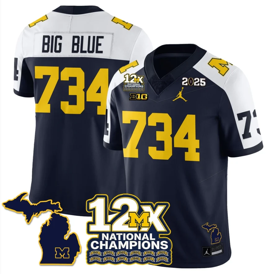 Big Blue Jersey #734 Michigan Wolverines 12x-Time National Champions by My Store NCAA Football Jerseys