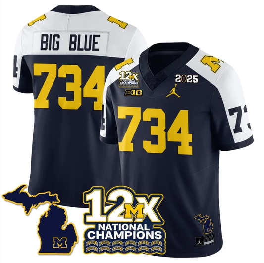 Big Blue Jersey #734 Michigan Wolverines 12x-Time National Champions by My Store NCAA Football Jerseys