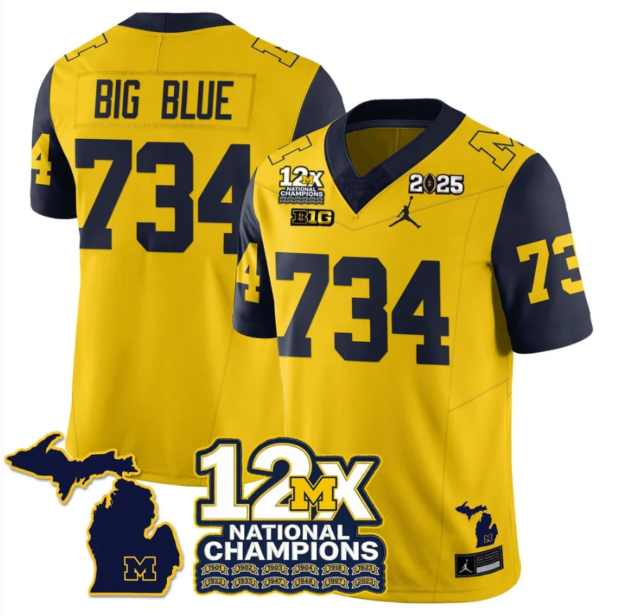 Big Blue Jersey #734 Michigan Wolverines 12x-Time National Champions by My Store NCAA Football Jerseys