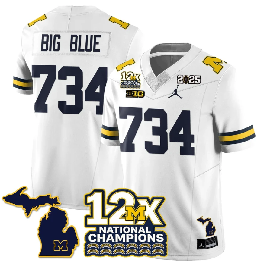 Big Blue Jersey #734 Michigan Wolverines 12x-Time National Champions by My Store NCAA Football Jerseys