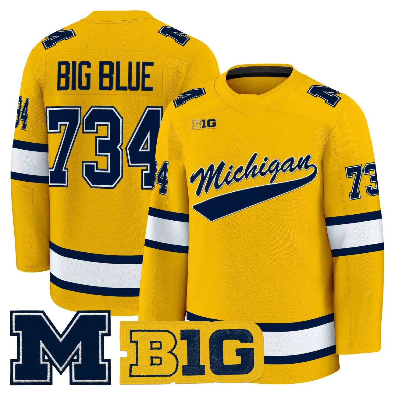Big Blue Jersey #734 Michigan Wolverines 2025-26 Premium All Stitched by Hockey David