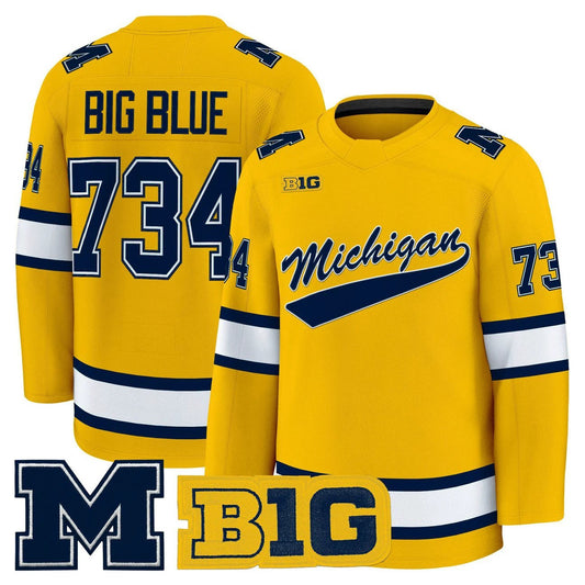 Big Blue Jersey #734 Michigan Wolverines 2025-26 Premium All Stitched by Hockey David