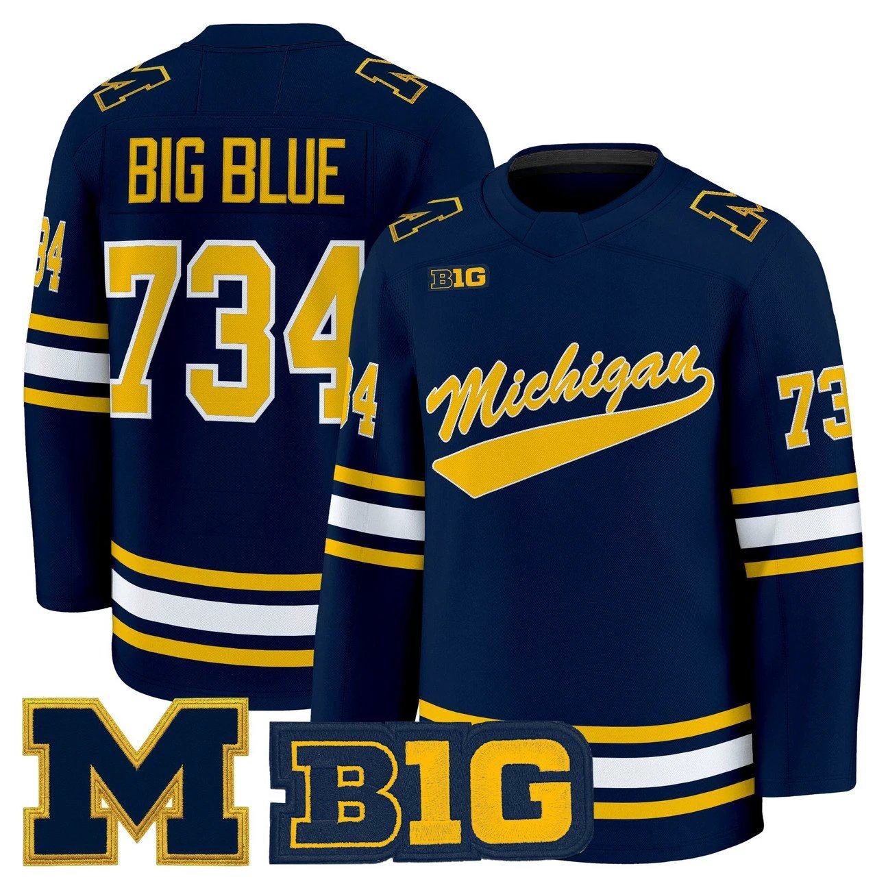 Big Blue Jersey #734 Michigan Wolverines 2025-26 Premium All Stitched by Hockey David