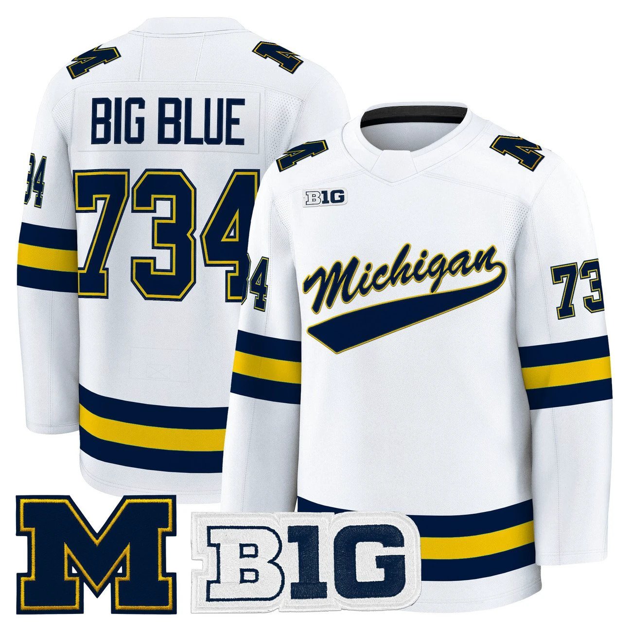 Big Blue Jersey #734 Michigan Wolverines 2025-26 Premium All Stitched by Hockey David