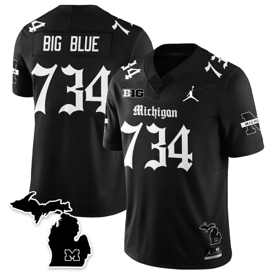 Big Blue Jersey #734 Michigan Wolverines Gothic Vapor Limited Stitched by My Store NCAA Football Jerseys