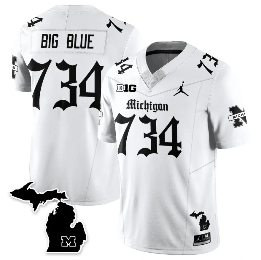 Big Blue Jersey #734 Michigan Wolverines Gothic Vapor Limited Stitched by My Store NCAA Football Jerseys