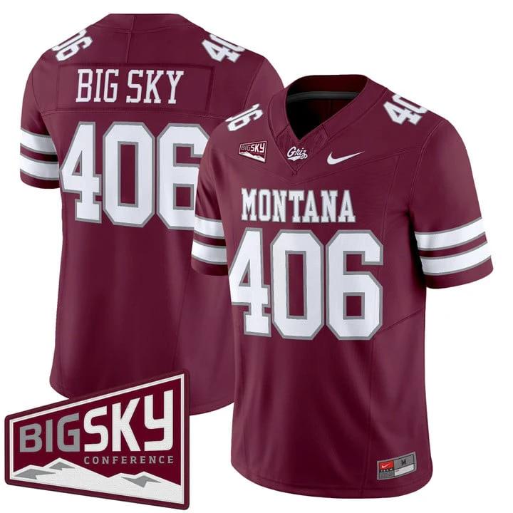 Big Sky Jersey #406 Montana Grizzlies 2025 Vapor Limited Stitched by My Store NCAA Football Jerseys