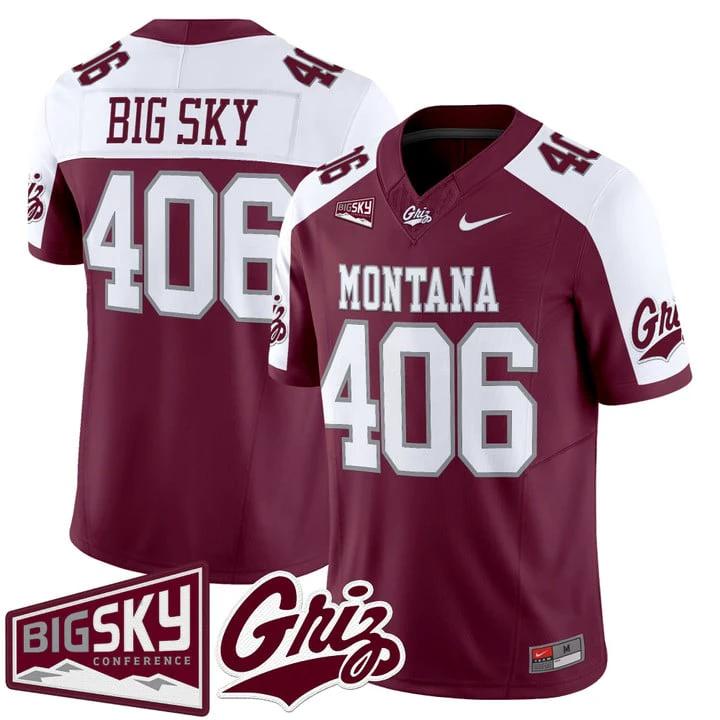 Big Sky Jersey #406 Montana Grizzlies 2025 Vapor Limited Stitched by My Store NCAA Football Jerseys