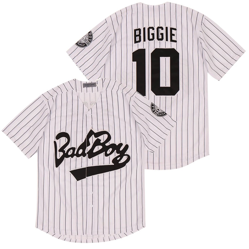 Biggie #10 Bad Boy Movie Baseball Jersey White by My Store