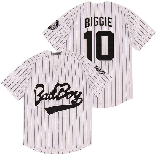 Biggie #10 Bad Boy Movie Baseball Jersey White by My Store