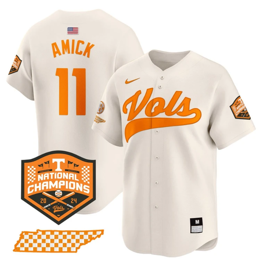 Billy Amick Jersey #11 Tennessee Vols 2024 Champions Stitched Cream by My Store