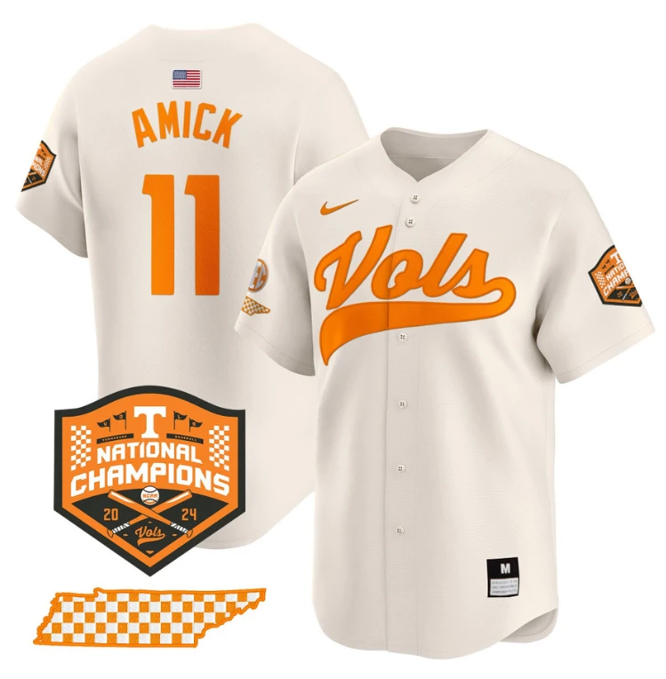 Billy Amick Jersey #11 Tennessee Vols 2024 Champions Stitched Cream by My Store