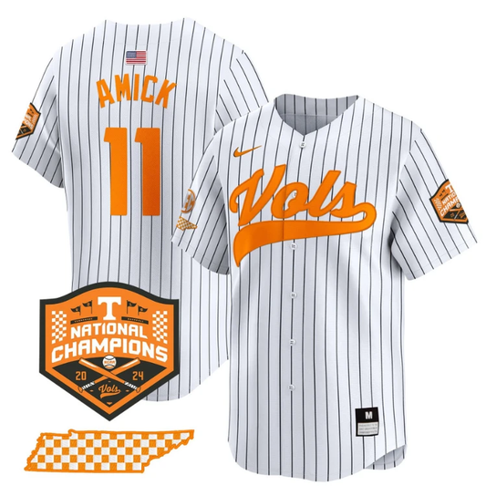 Billy Amick Jersey #11 Tennessee Vols 2024 Champions Stitched Pinstripe by My Store