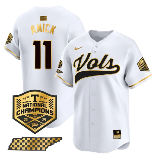 Billy Amick Jersey #11 Tennessee Vols 2024 Champions Stitched White Gold by My Store