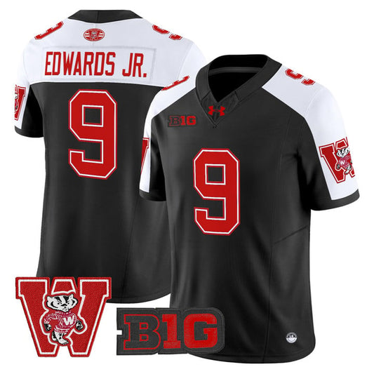 Billy Edwards Jr Jersey #9 Wisconsin Badgers Throwback Stitched Black Alter by My Store NCAA Football Jerseys