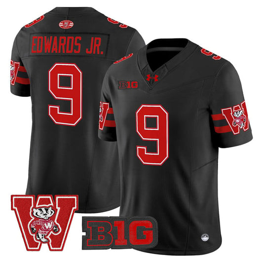 Billy Edwards Jr Jersey #9 Wisconsin Badgers Throwback Stitched Black by My Store NCAA Football Jerseys
