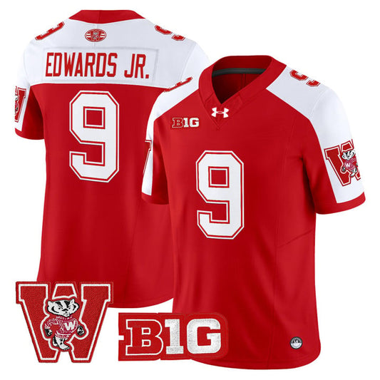 Billy Edwards Jr Jersey #9 Wisconsin Badgers Throwback Stitched Red Alter by My Store NCAA Football Jerseys