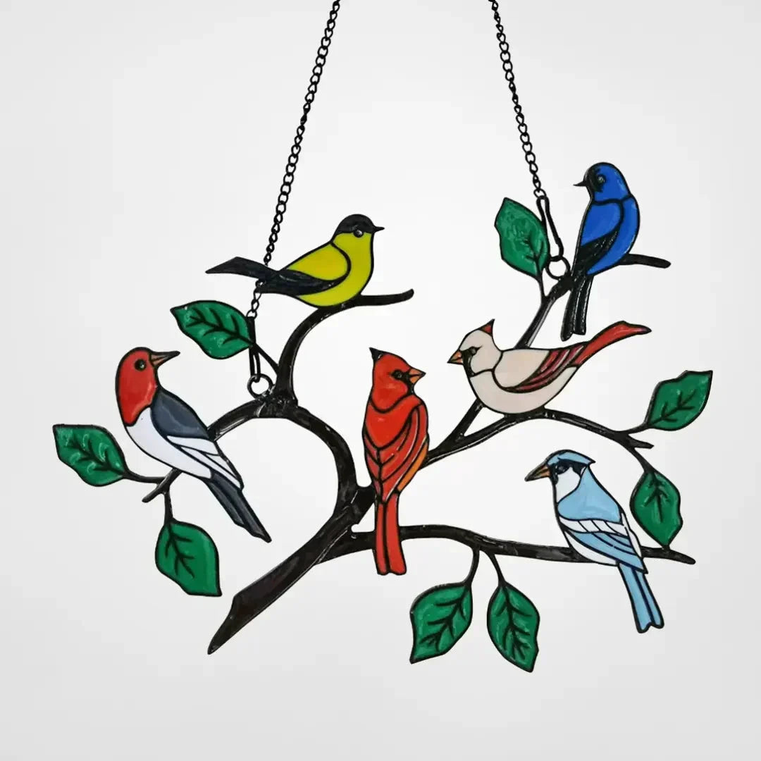 Colored Birds Window Decoration Bowlift by Bowlift