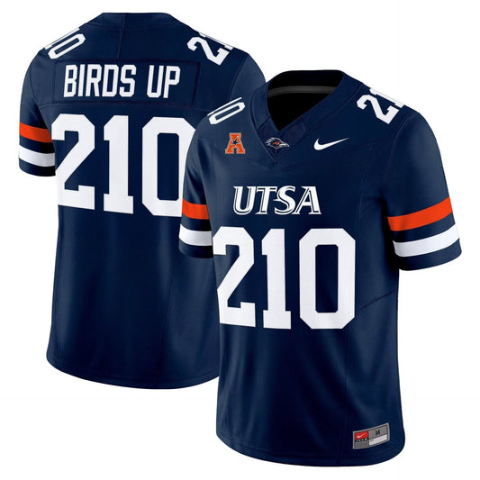 Birds Up Jersey #210 UTSA Roadrunners 2025 Vapor Limited Stitched Navy by My Store