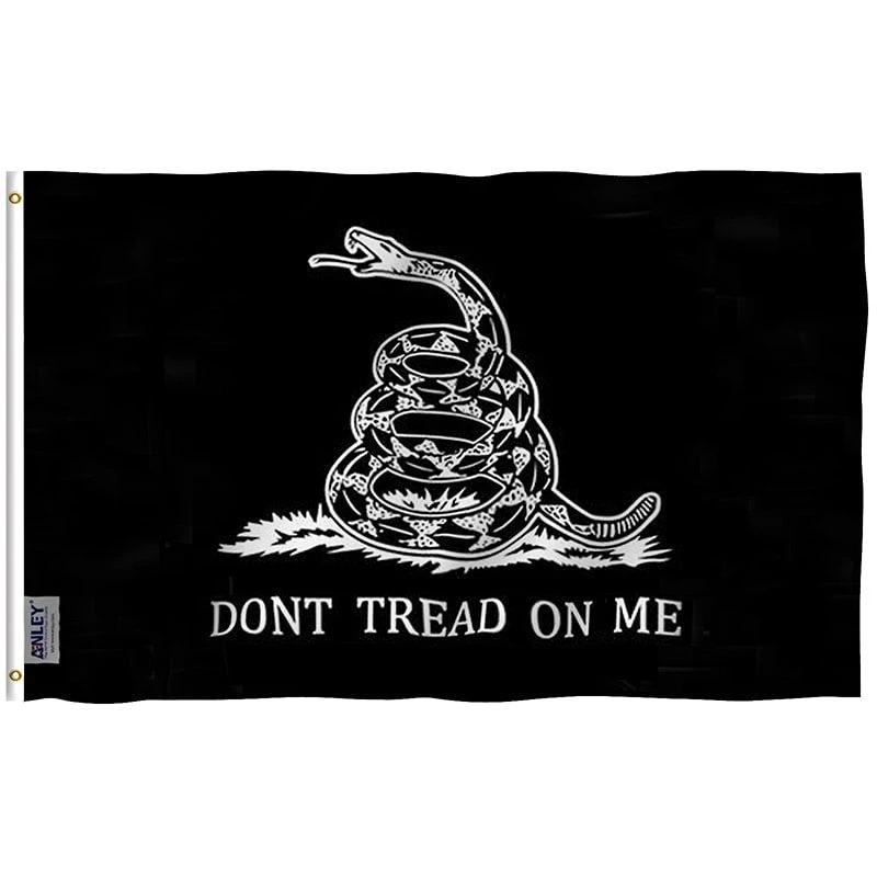 Black Don't Tread On Me Gadsden Flag - Tea Party Flag with Brass Grommets 3X5Ft Banner USA by flagsjustdoit