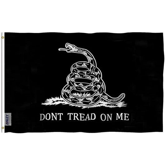 Black Don't Tread On Me Gadsden Flag - Tea Party Flag with Brass Grommets 3X5Ft Banner USA by flagsjustdoit