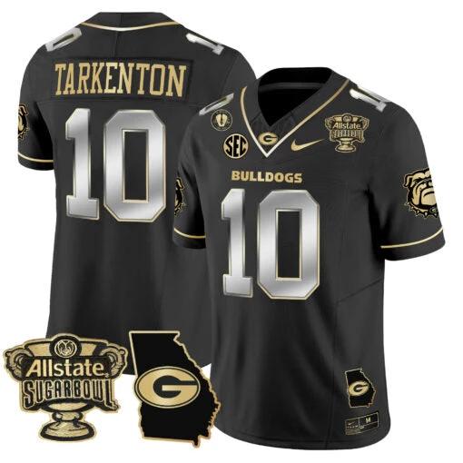 Fran Tarkenton Jersey #10 Georgia Bulldogs 2025 Sugar Bowl Patch Vapor Black Gold by My Store