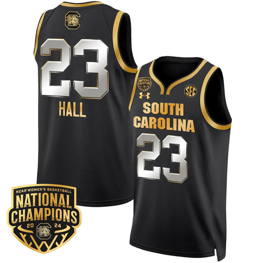Bree Hall Jersey #23 South Carolina Gamecocks Basketball 2024 National Champions All Stitched Black Gold by My store basketball