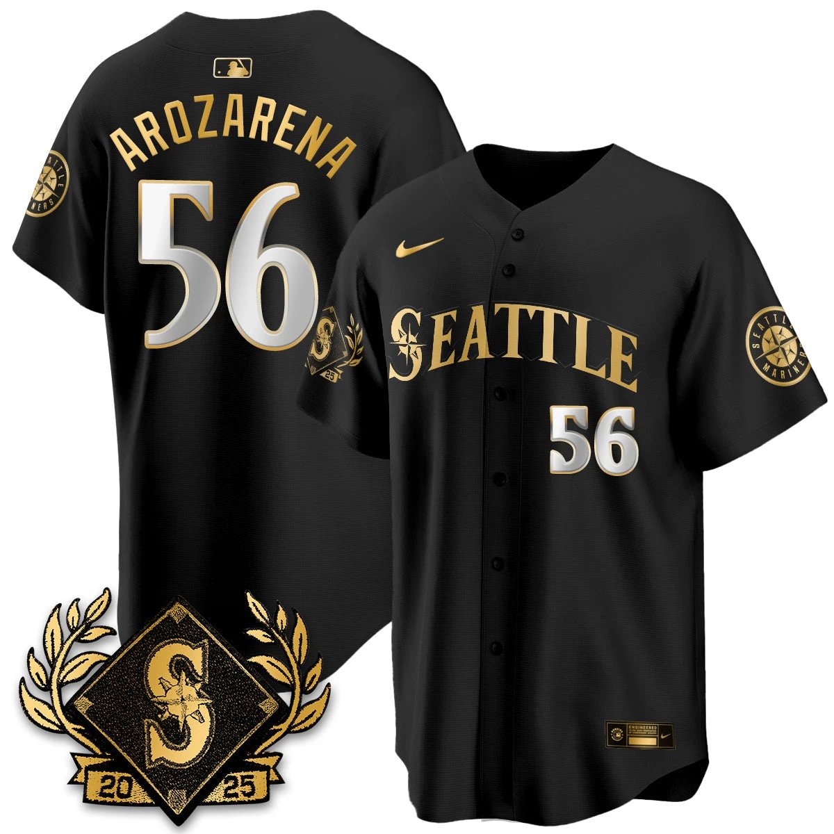Seattle Mariners 2025 Series Gold Champions Jersey - All Stitched by Seattle Mariners