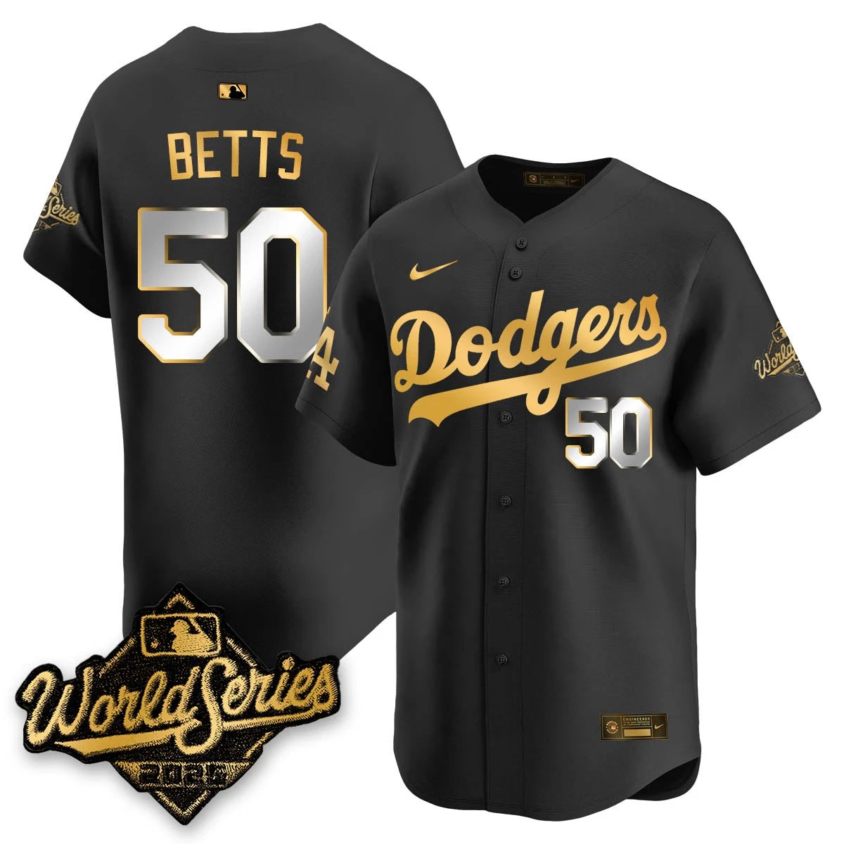 Los Angeles Dodgers 2025 World Series Gold Jersey - All Stitched by Los Angeles Dodgers