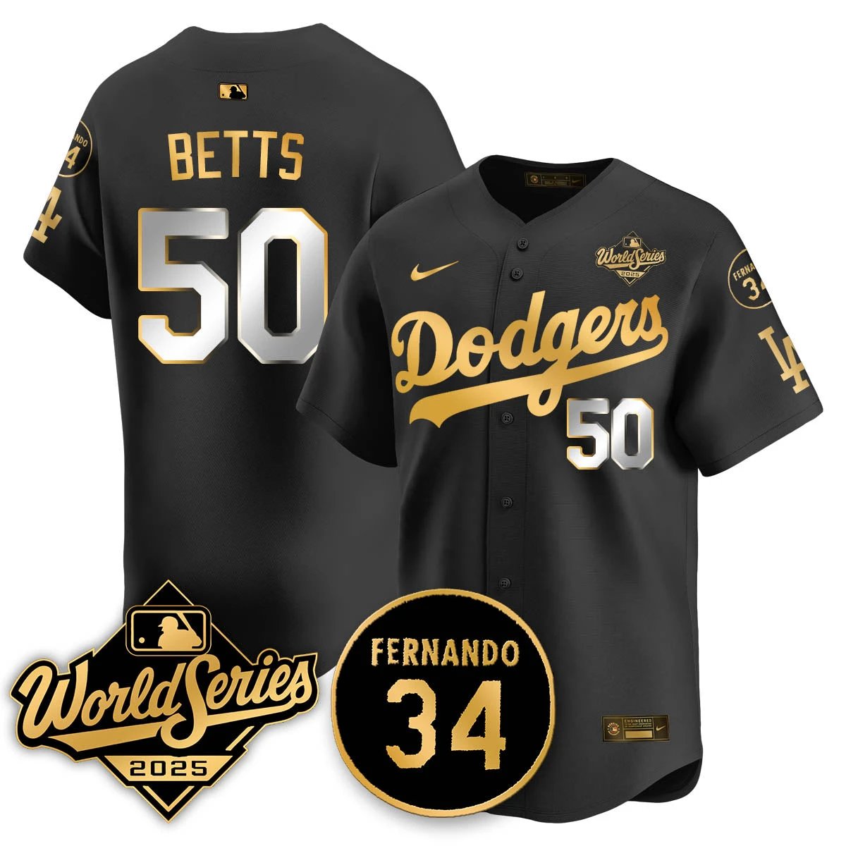Los Angeles Dodgers 2025 National League Champions Jersey - All Stitched by Los Angeles Dodgers