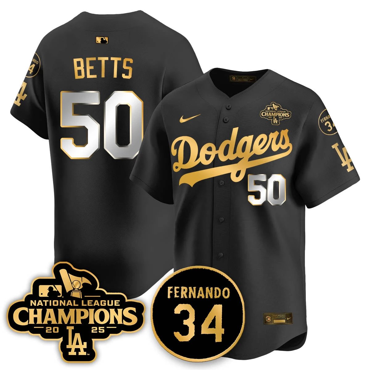 Los Angeles Dodgers 2025 NL Champions Jersey - All Stitched by Los Angeles Dodgers