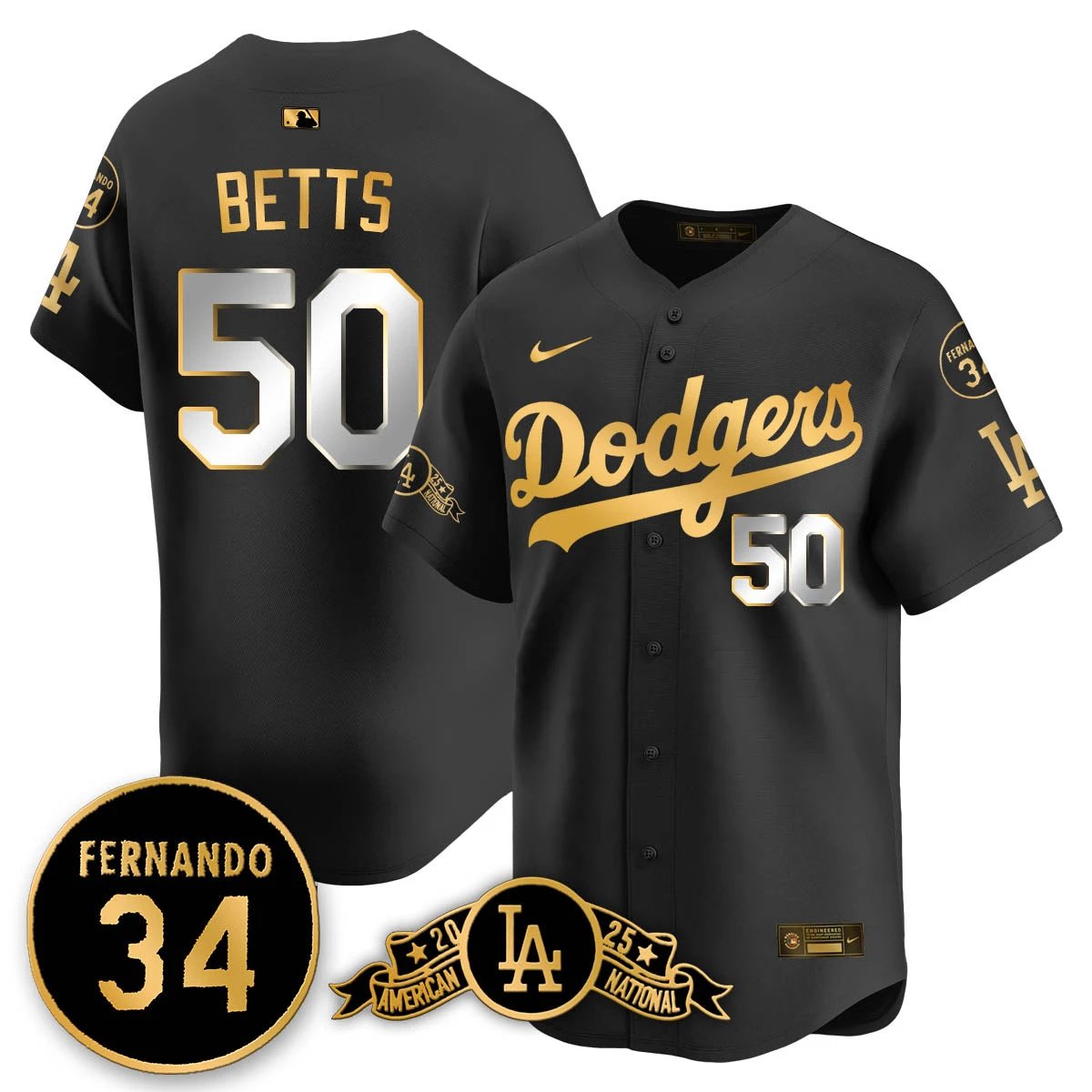 Los Angeles Dodgers 2025 National League Champions Jersey - All Stitched by Los Angeles Dodgers