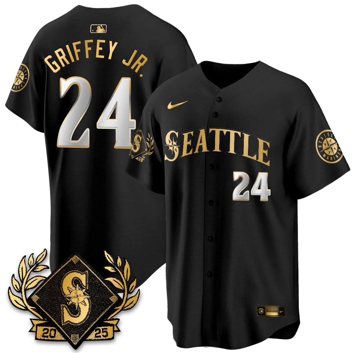Seattle Mariners 2025 Series Gold Champions Jersey - All Stitched by Seattle Mariners