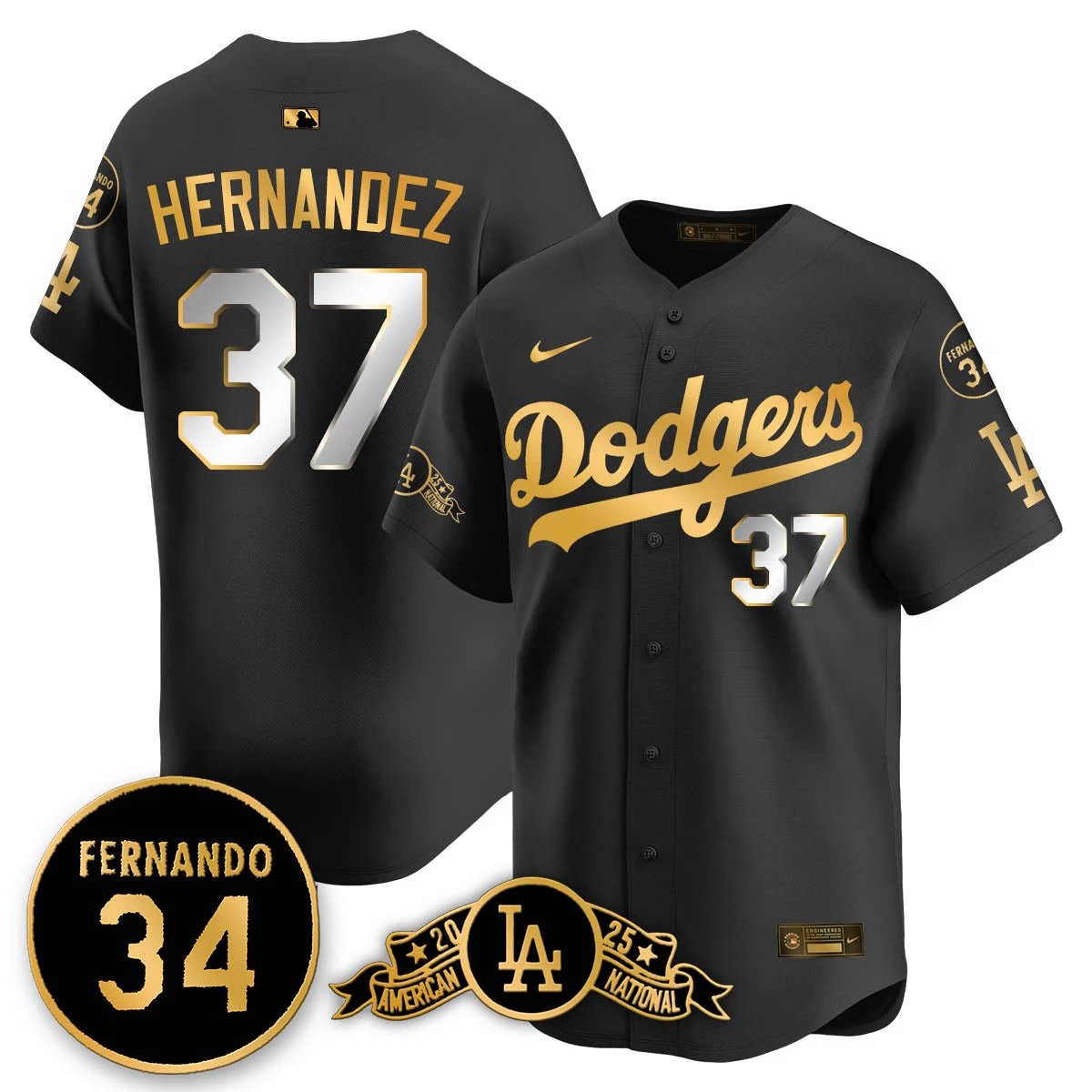 Los Angeles Dodgers 2025 National League Champions Jersey - All Stitched by Los Angeles Dodgers