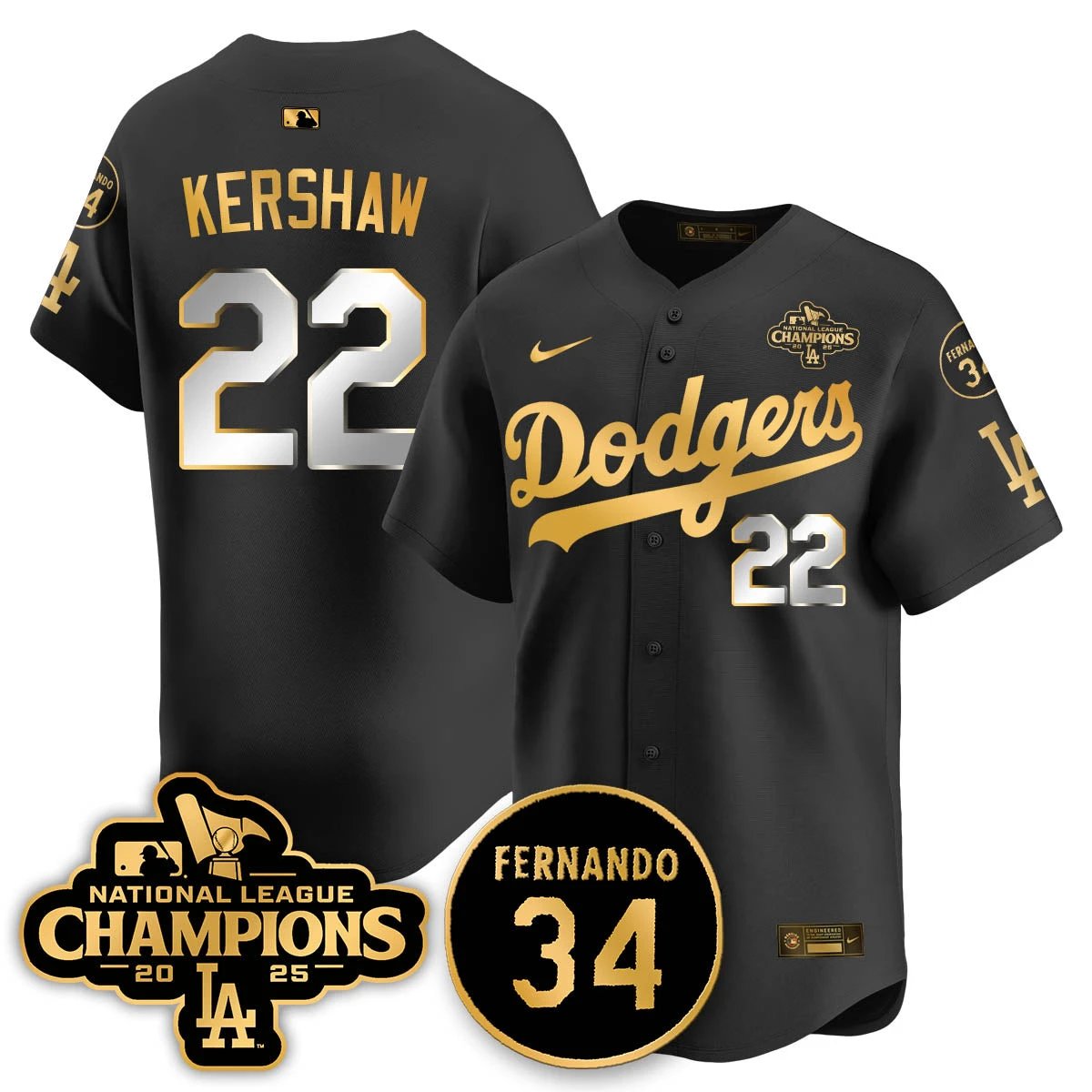Los Angeles Dodgers 2025 NL Champions Jersey - All Stitched by Los Angeles Dodgers