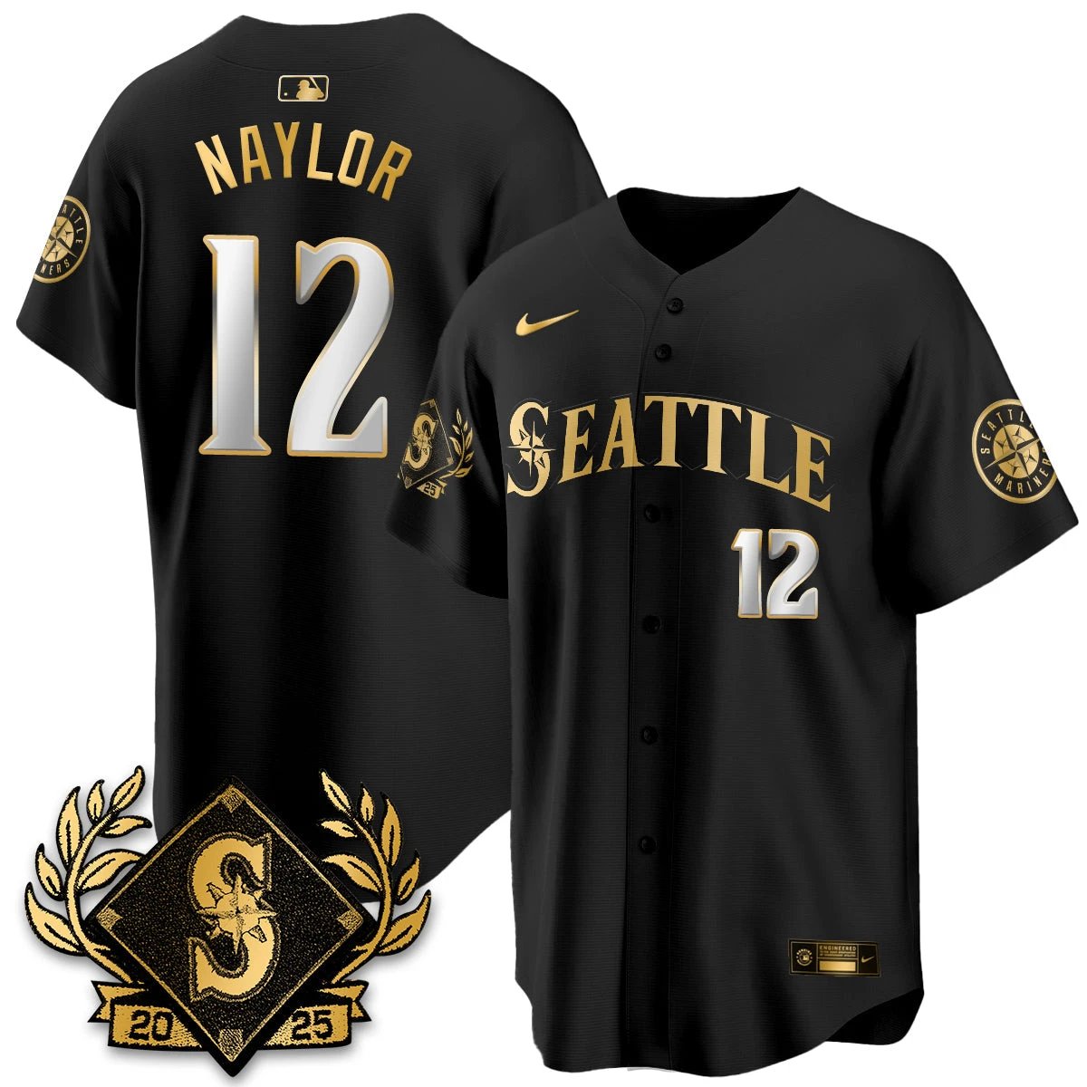 Seattle Mariners 2025 Series Gold Champions Jersey - All Stitched by Seattle Mariners
