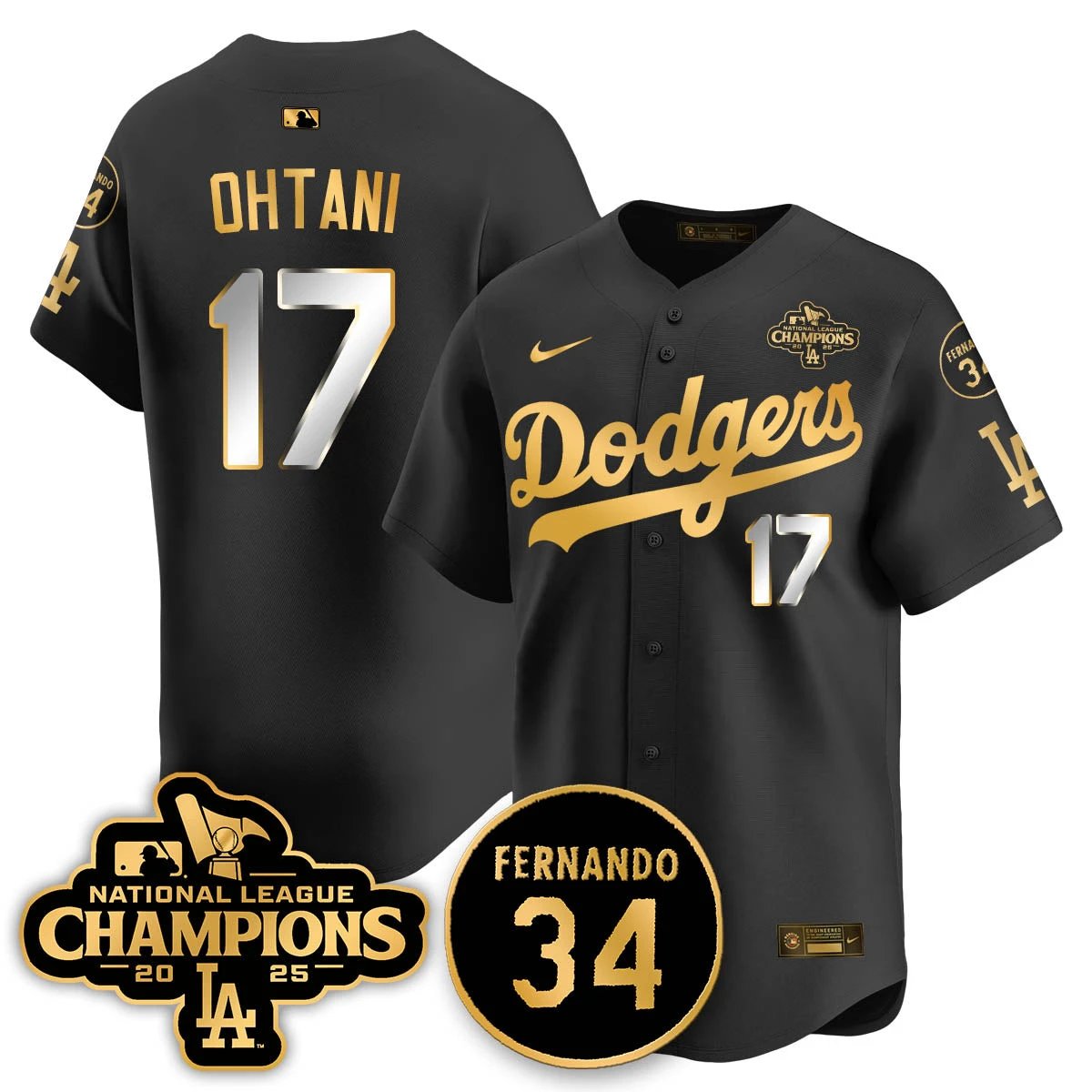 Los Angeles Dodgers 2025 NL Champions Jersey - All Stitched by Los Angeles Dodgers