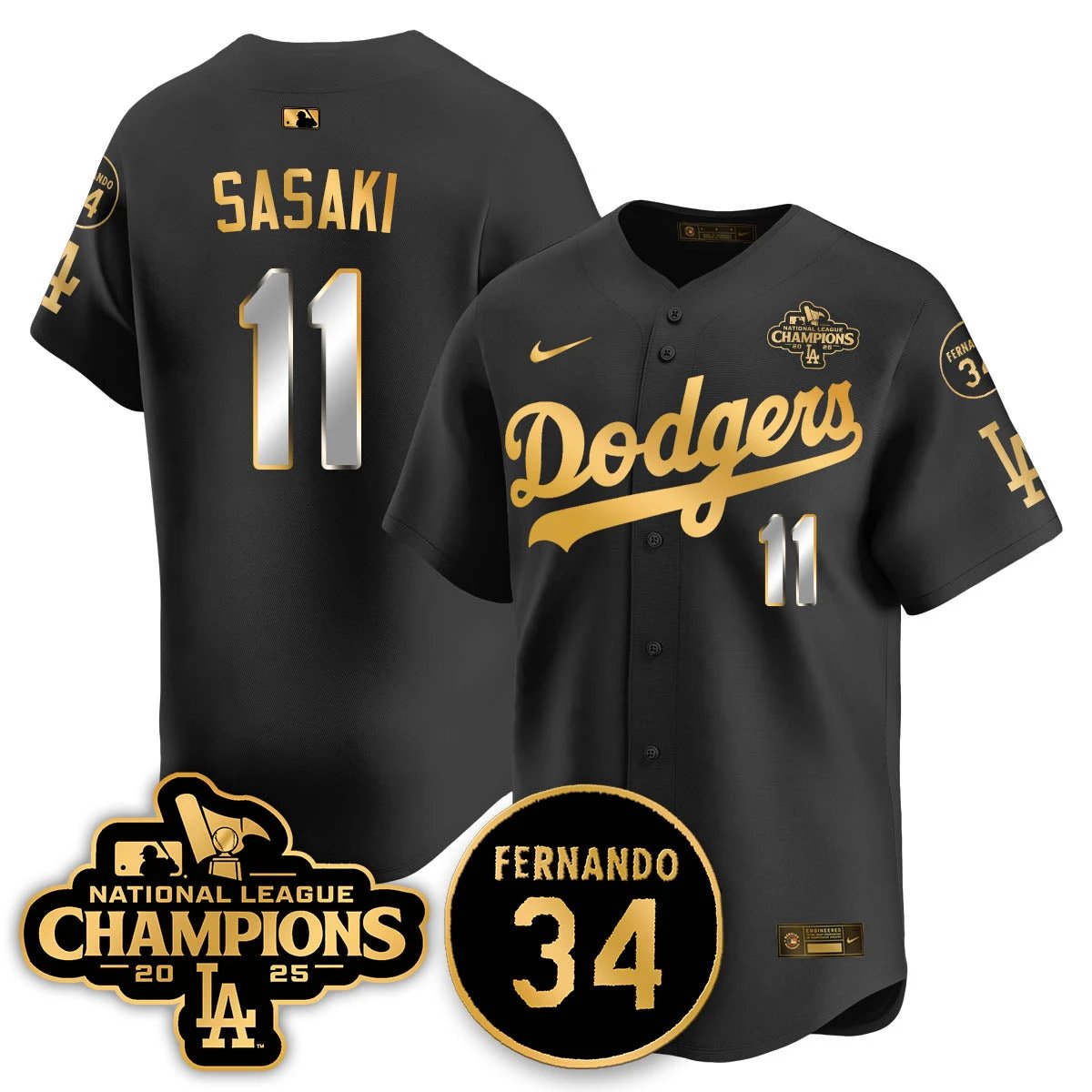 Los Angeles Dodgers 2025 NL Champions Jersey - All Stitched by Los Angeles Dodgers