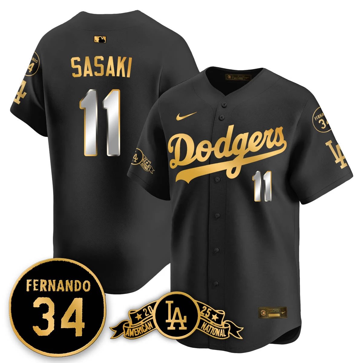 Los Angeles Dodgers 2025 National League Champions Jersey - All Stitched by Los Angeles Dodgers