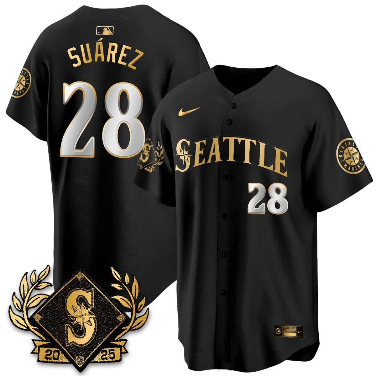 Seattle Mariners 2025 Series Gold Champions Jersey - All Stitched by Seattle Mariners