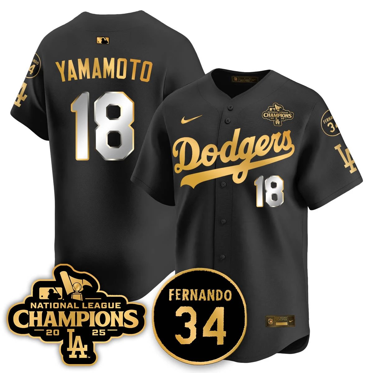 Los Angeles Dodgers 2025 NL Champions Jersey - All Stitched by Los Angeles Dodgers