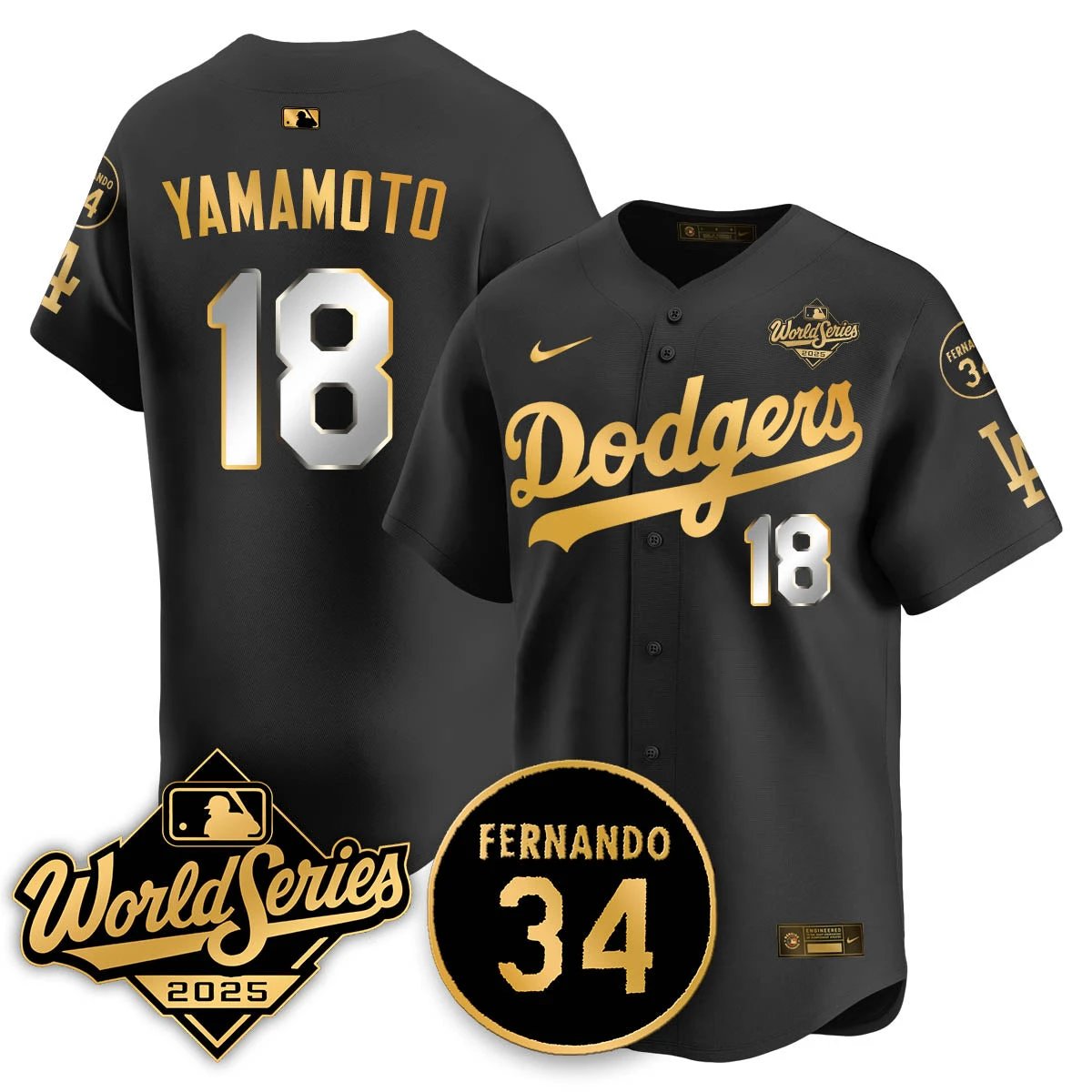 Los Angeles Dodgers 2025 National League Champions Jersey - All Stitched by Los Angeles Dodgers