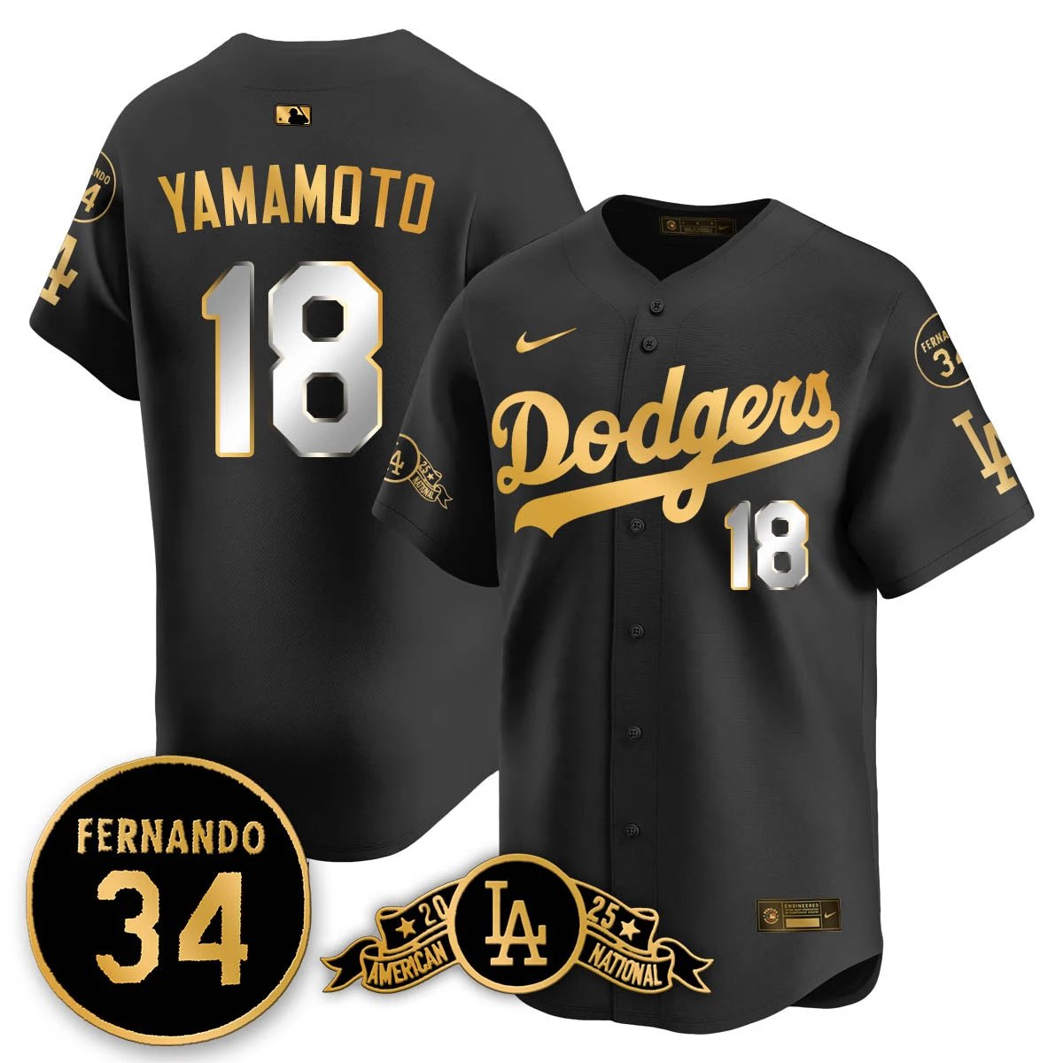 Los Angeles Dodgers 2025 National League Champions Jersey - All Stitched by Los Angeles Dodgers