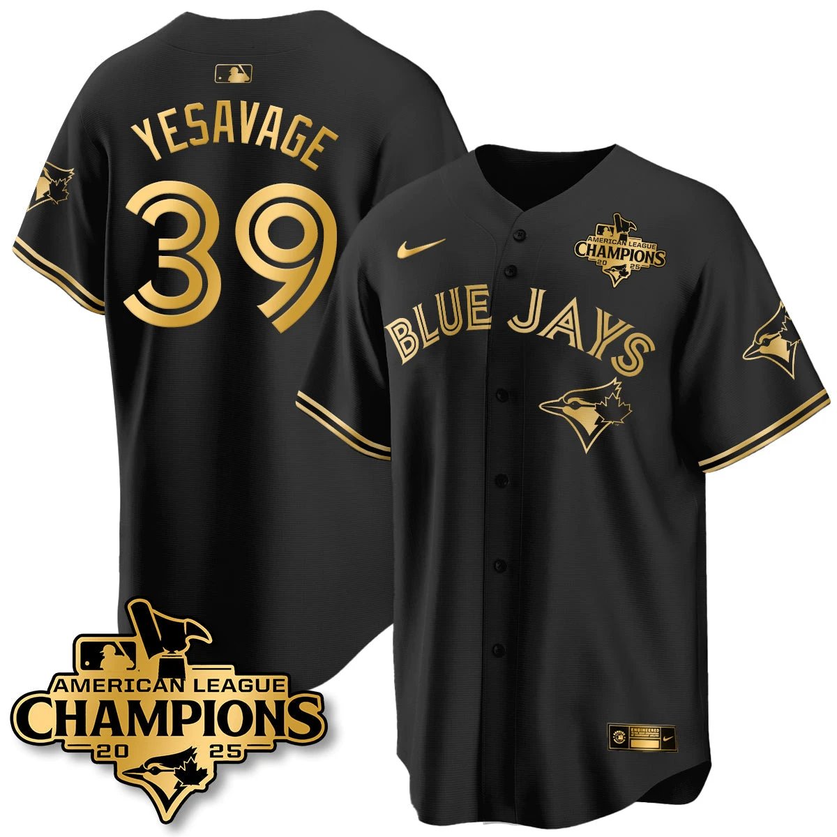 Toronto Blue Jays 2025 American League Champions Jersey - All Stitched by Toronto Blue Jays